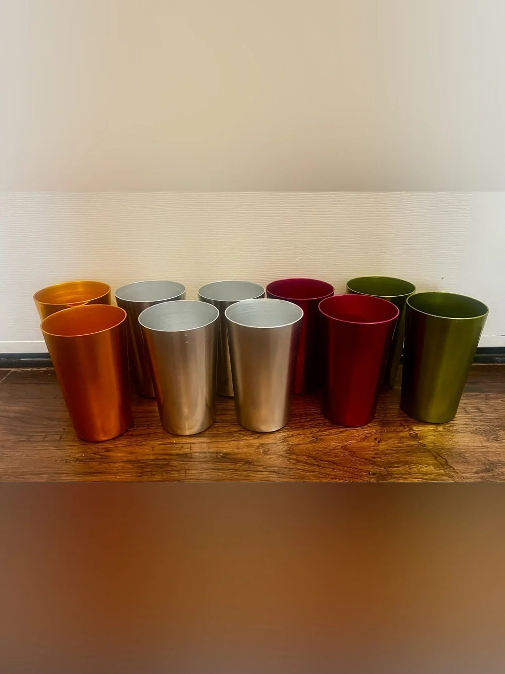Vintage Metallic Assorted Color Drink Tumblers - Silver, Pink, Green, Orange